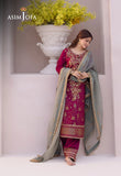 DHANK RANG BY ASIM JOFA AJCF-12 EMBROIDERED BOSKI SLIK 3 PCS READY TO WEAR