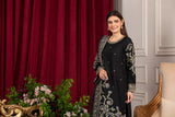 Viscose suit with bareeze dupatta black