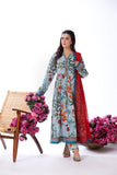 3 Pc Ready To Wear Cambric Cotton Frock With Chiffon Dupatta