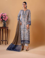 3 PC Ready To Wear Heeras Cambric Cotton Embroidered suit