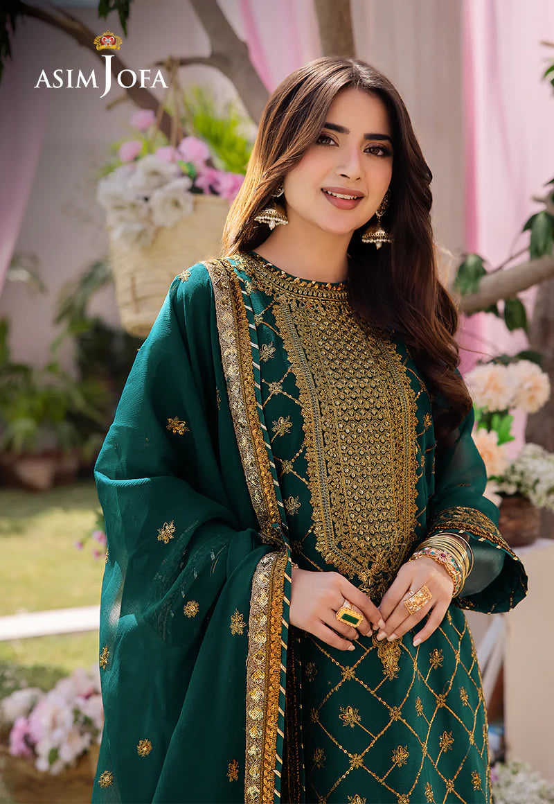 DHANK RANG BY ASIM JOFA AJCF 03 EMBROIDERED CHIFFON 3 PCS READY TO WEA Ehsaas Fabric