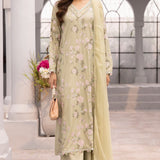 Amelia light green embroidered stitched linen suit 3 piece