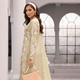 Amelia light green embroidered stitched linen suit 3 piece