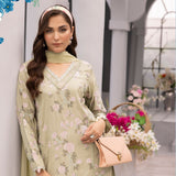 Amelia light green embroidered stitched linen suit 3 piece