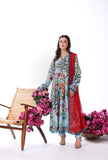 3 Pc Ready To Wear Cambric Cotton Frock With Chiffon Dupatta