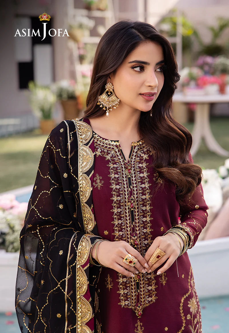 DHANK RANG BY ASIM JOFA AJCF 18 EMBROIDERED CHIFFON 3 PCS READY TO WEA Ehsaas Fabric
