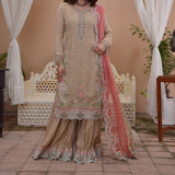 EF-68 Sajni 3 PC Ready To Wear Chiffon Gharara Suit