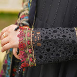 black embroidered dress