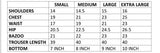 heera size chart